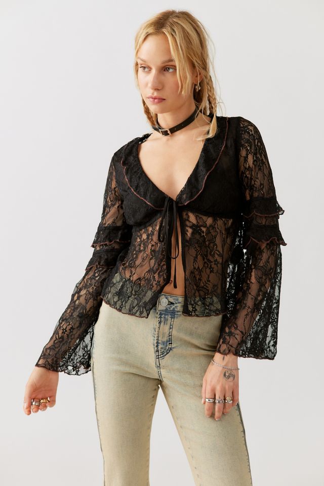 UO Janet Sheer Lace Blouse #4