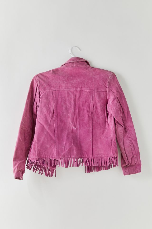Vintage Pink Suede Fringe Jacket #1
