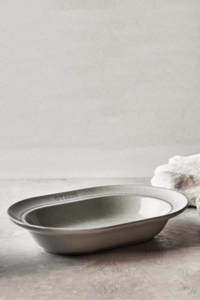Staub Ceramic Dinnerware 10-inch Oval Stoneware Serving Dish In White Truffle