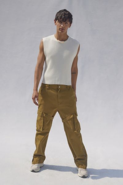 Standard Cloth Flared Cargo Pant In Bright Green