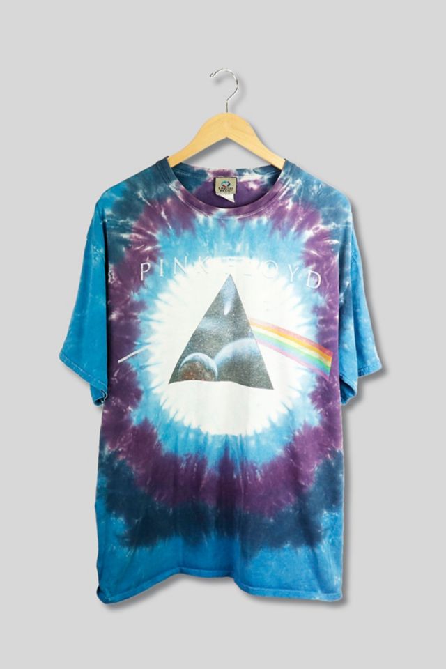 blue tie dye pink floyd shirt