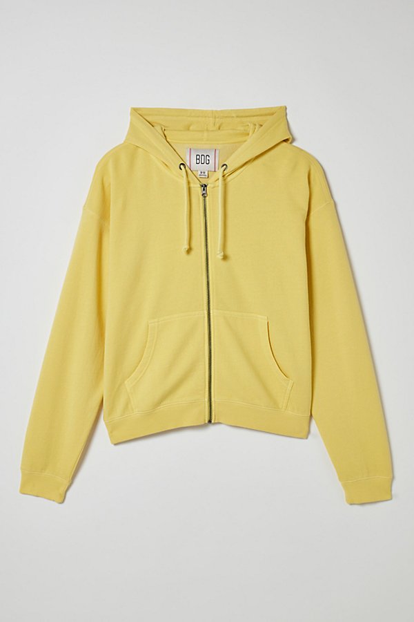 Bdg Bonfire Full Zip Hoodie Sweatshirt In Yellow At Urban Outfitters