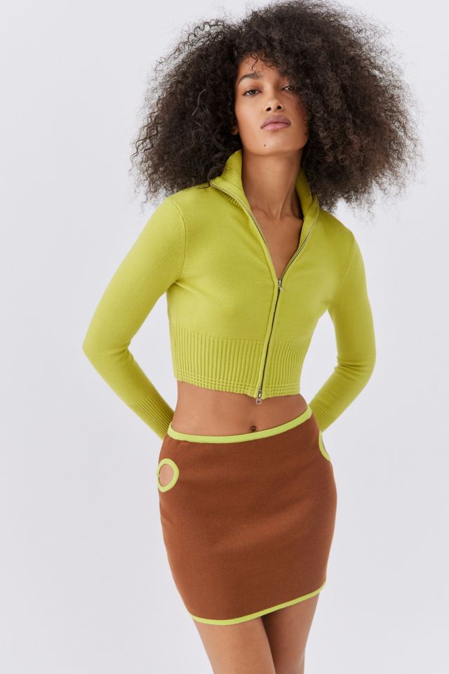 Another Girl Knit Cutout Mini Skirt