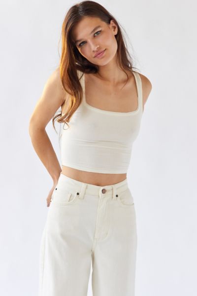Urban Outfitters Uo Sweet Thing Ribbed Tank Top In White