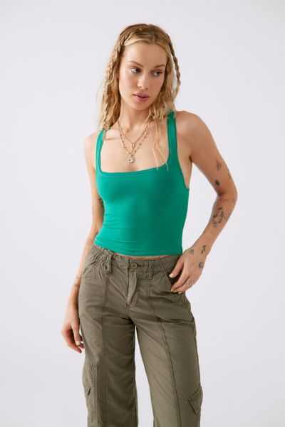 Urban Outfitters Uo Sweet Thing Ribbed Tank Top In Bright Green