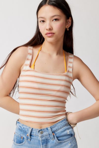 Urban Outfitters Uo Sweet Thing Ribbed Tank Top In Orange