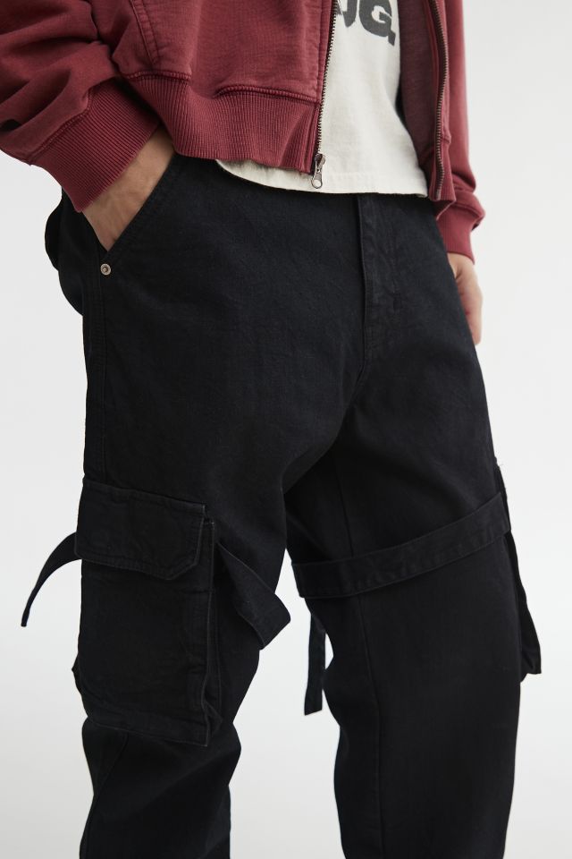 BDG Slim Flared Cargo Jean – Waxed Coated Black #2