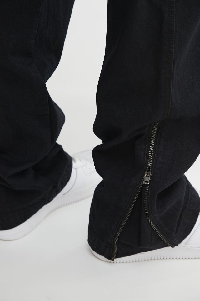 BDG Slim Flared Cargo Jean – Waxed Coated Black #4