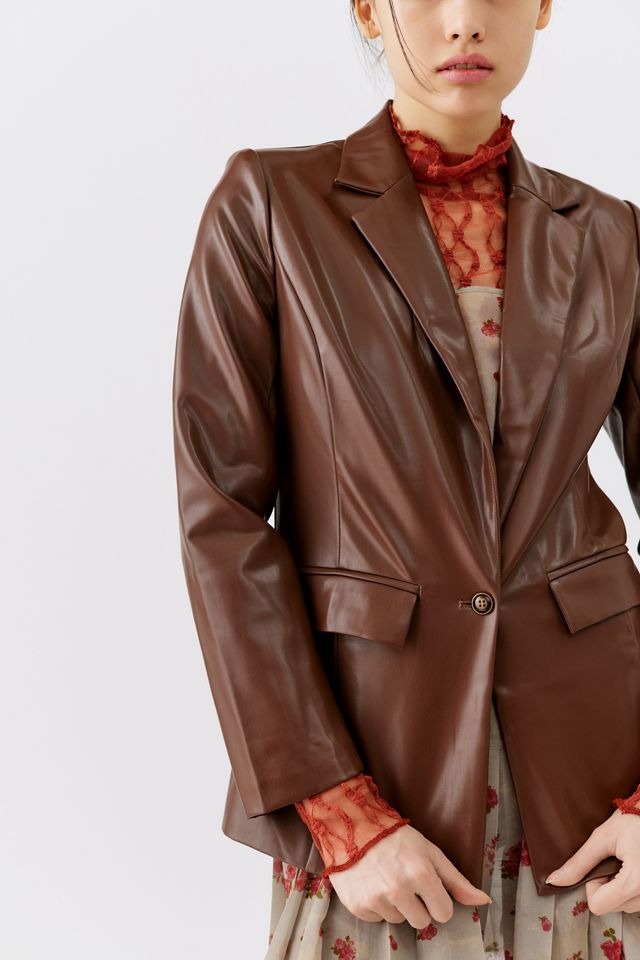 Rare London Faux Leather Blazer #2