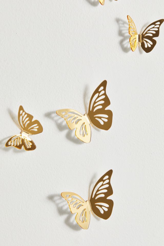3D Gold Butterflies Peel And Stick Mirror Set #2