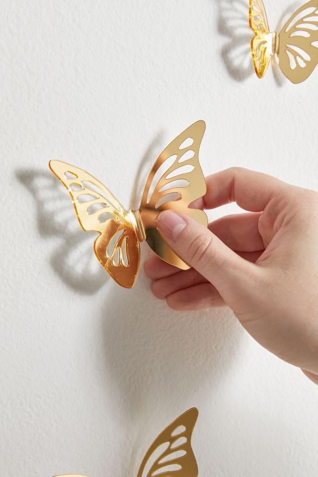 3D Gold Butterflies Peel And Stick Mirror Set #3