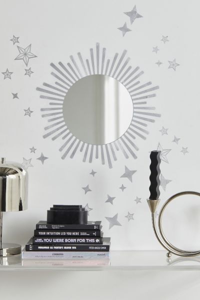 Sunburst Peel And Stick Decals With Circle Mirror