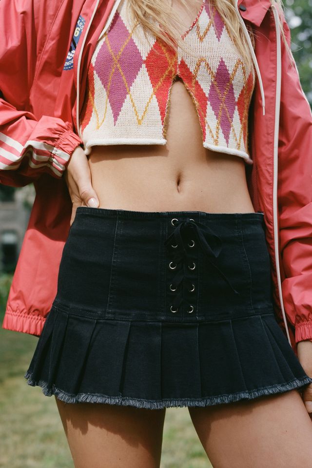 urbanoutfitters.com | Vicky Denim Lace-Up Mini Skirt