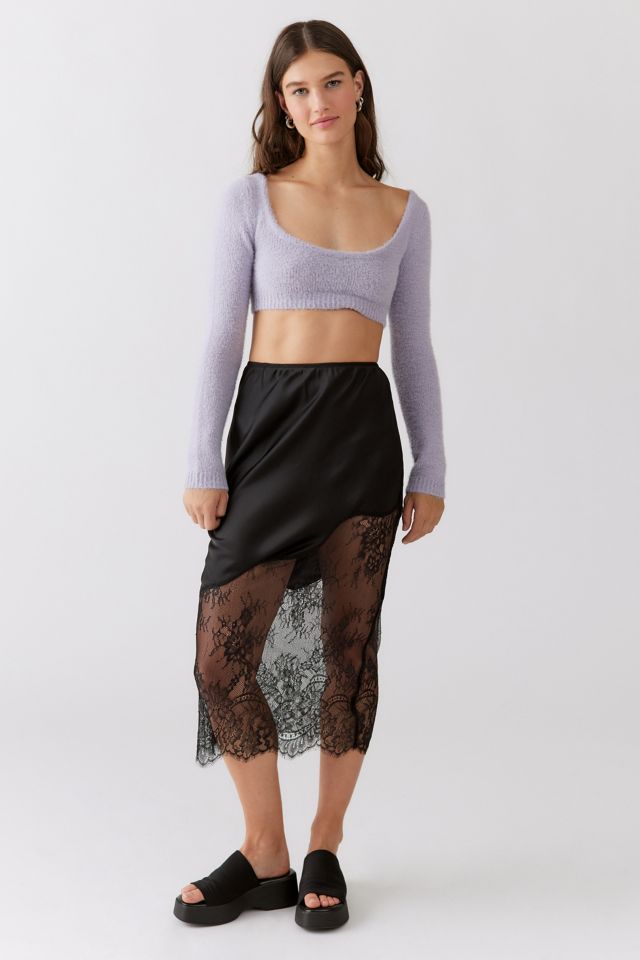 Sheer Lace Midi Skirt