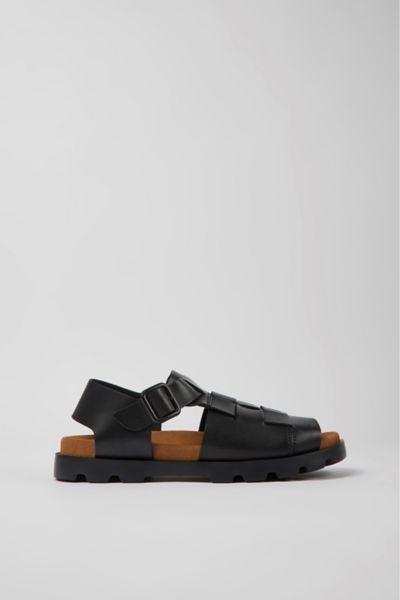 Shop Camper Brutus Fisherman Leather Sandal In Black, Men's At Urban Outfitters