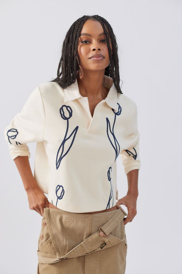 Polo à Manches Longues Coupé Fleur Chainstitch KROST #1