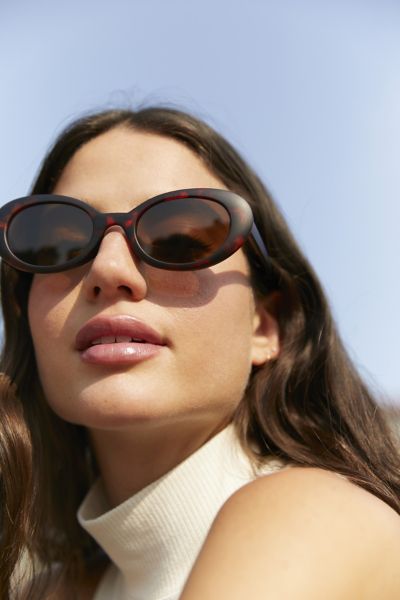 Cassie Angled Oval Sunglasses Urban Outfitters