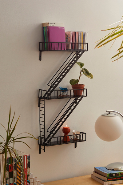 URBAN OUTFITTERS FIRE ESCAPE METAL WALL SHELF IN BLACK AT URBAN OUTFITTERS