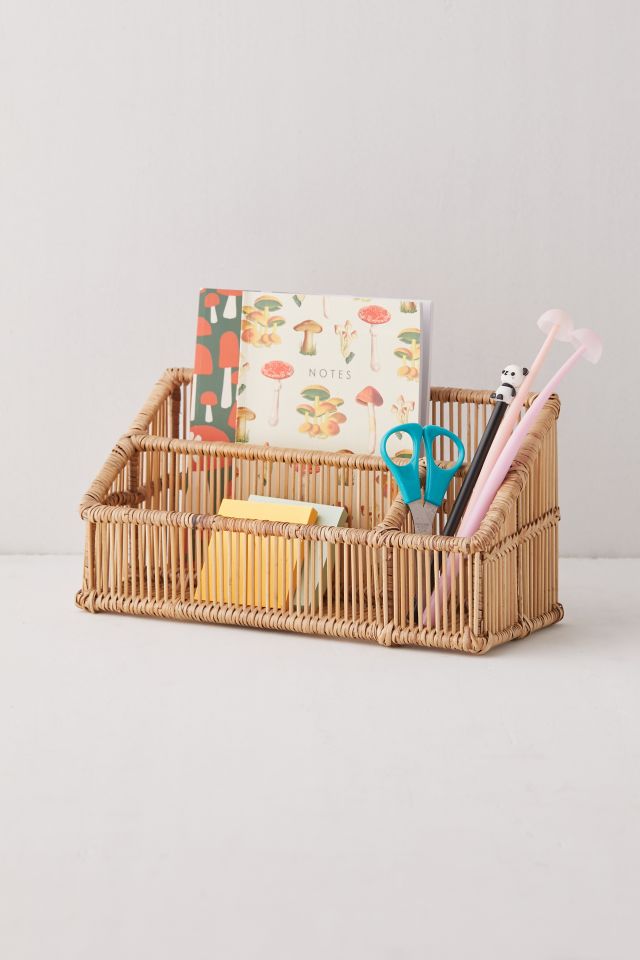 Irawaddy Rattan Desk Organizer - Boho Office Style