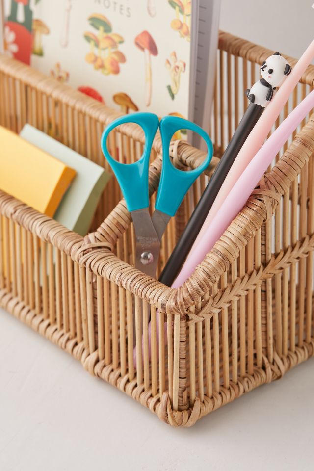 Irawaddy Rattan Desk Organizer - Boho Office Style