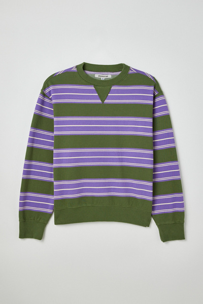 Urban Outfitters Uo Skate Striped Crew Neck Sweatshirt In Dark Green |  ModeSens