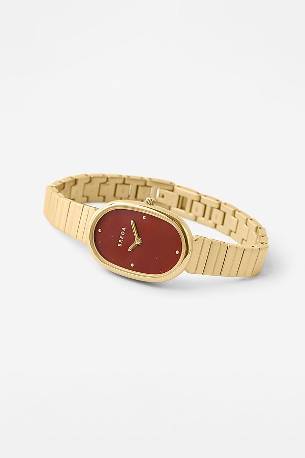Breda Jane Genuine Stone Dial Gold Bracelet Watch In Jasper