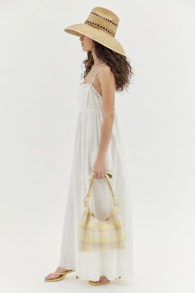 Mle The Nodo Linen Tote Bag In Pastel Plaid