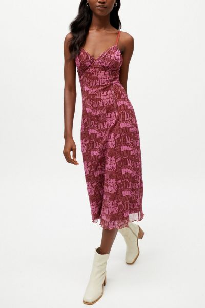 UO Gwen Mesh Midi Slip Dress