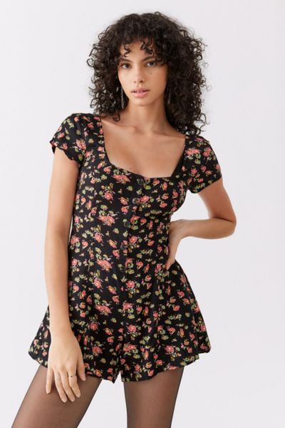 Urban Outfitters Uo My So Call Romper In Black Multi