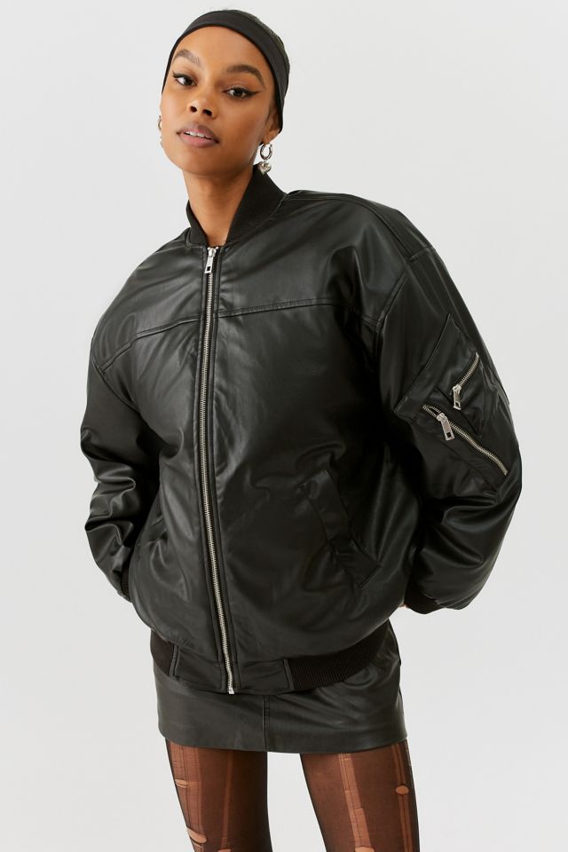 Abbi PU Black Bomber Jacket – Beginning Boutique US