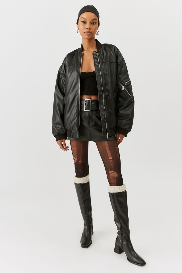 BDG Marcy Faux Leather Oversized Bomber Jacket