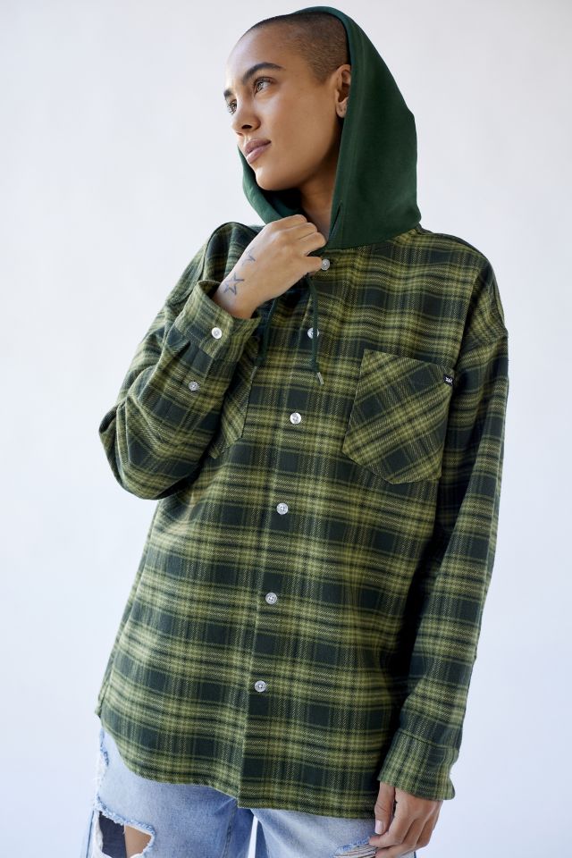 X-girl Flannel Heavyweight Flannel Hooded Shirt