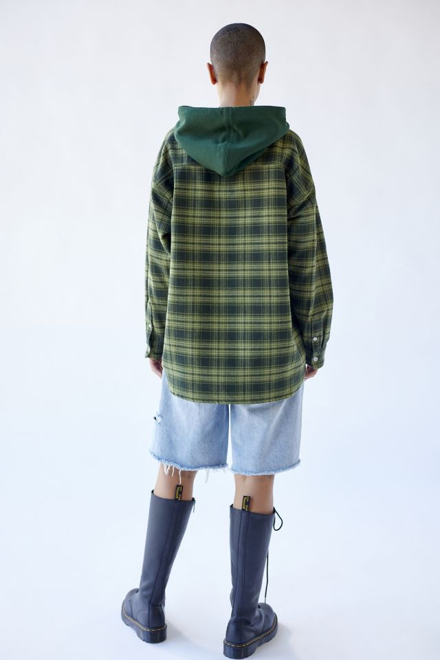 X-girl Flannel Heavyweight Flannel Hooded Shirt