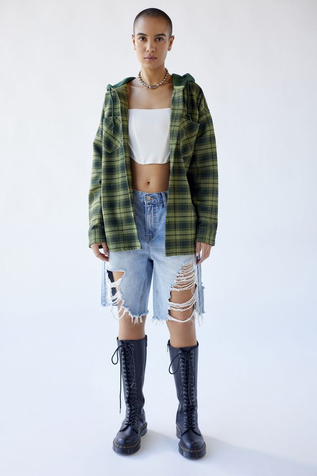 X-girl Flannel Heavyweight Flannel Hooded Shirt