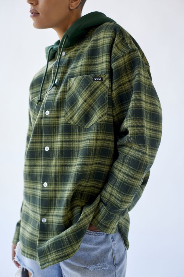 X-girl Flannel Heavyweight Flannel Hooded Shirt