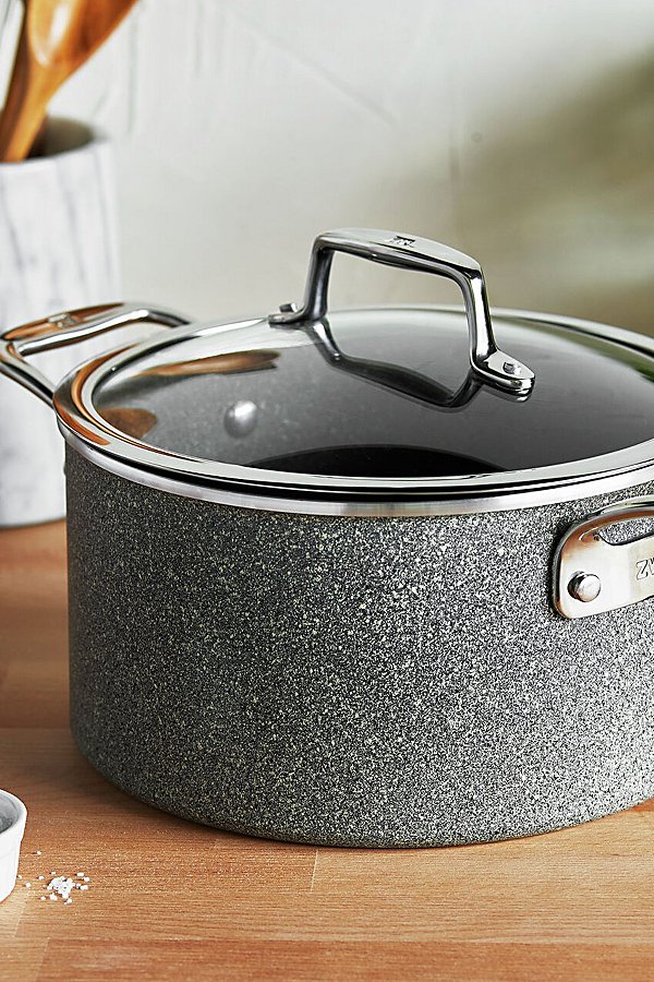 Zwilling Vitale 6-qt Aluminum Nonstick Speckled Dutch Oven With Lid In Gray