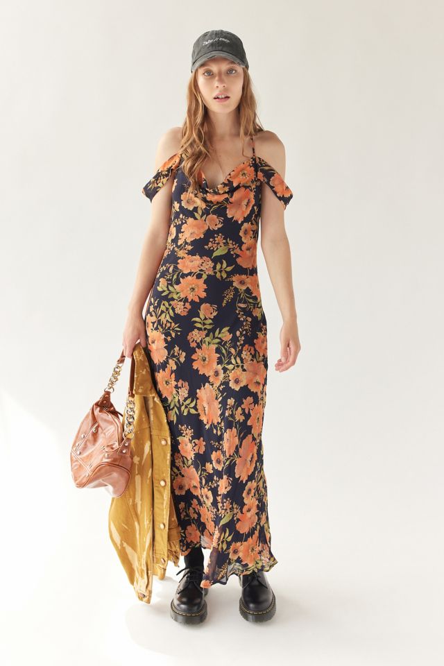 Floral maxi dress cold 2024 shoulder