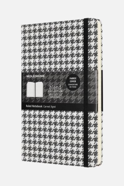 Moleskine Blend Houndstooth Fabric Large Ruled Notebook | Urban Outfitters