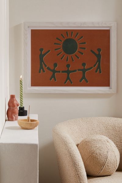 Shop Urban Outfitters Uo Home Sunny Friends Art Print In White Wood Frame At