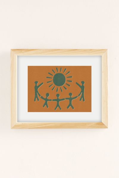 Shop Urban Outfitters Uo Home Sunny Friends Art Print In Natural Wood Frame At