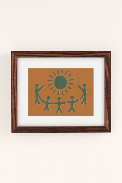 Shop Urban Outfitters Uo Home Sunny Friends Art Print In Walnut Wood Frame At