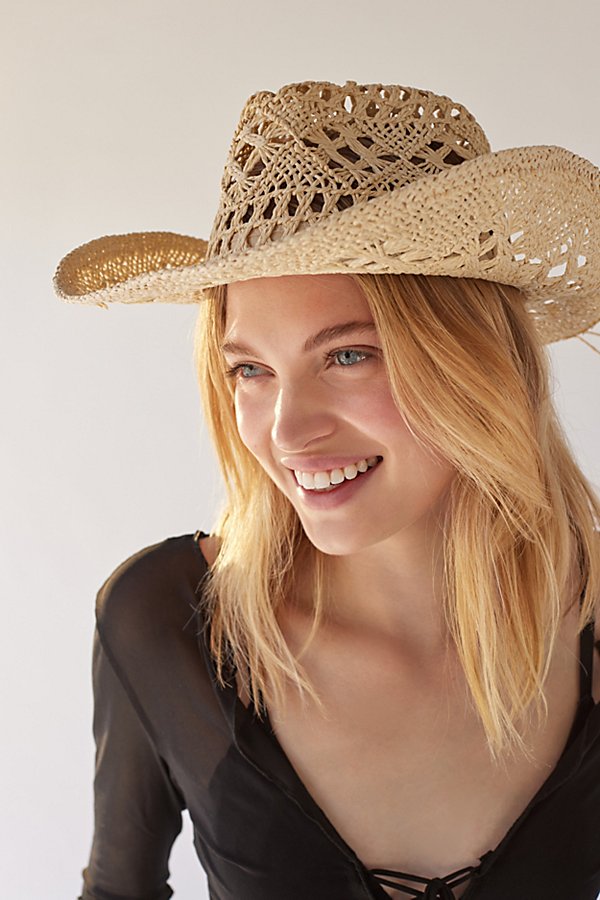 Urban Outfitters Paisley Straw Cowboy Hat In Neutral