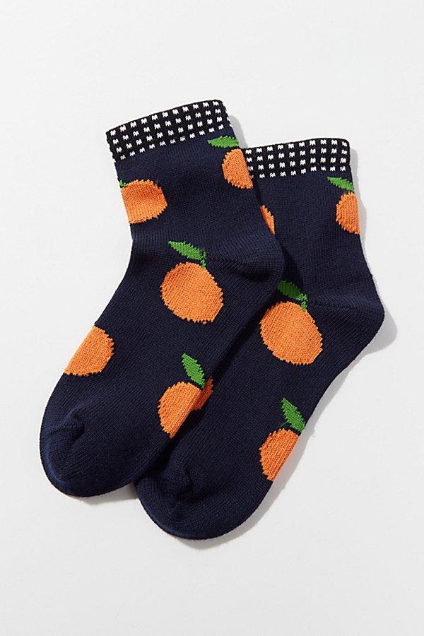 Hansel From Basel Clementine Short Crew Sock In Black + Orange