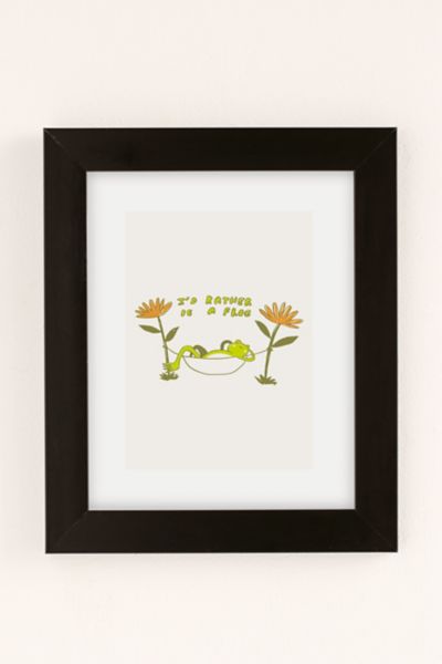 Shop Urban Outfitters Uo Home I'd Rather Be A Frog Art Print In Black Matte Frame At