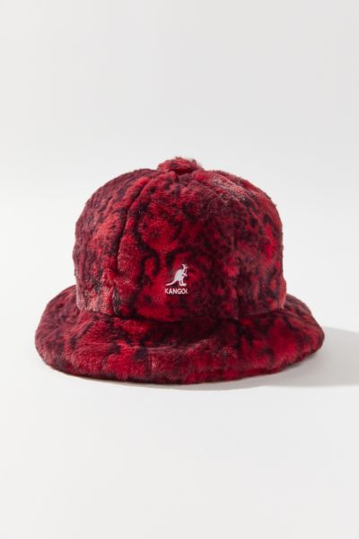 Kangol Faux Fur Casual Bucket Hat In Red Snake | ModeSens