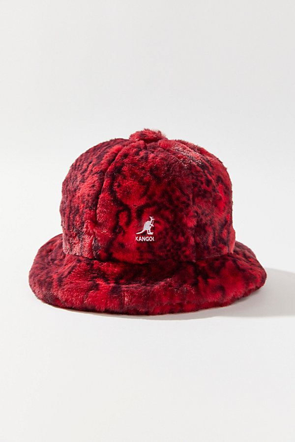 Kangol Faux Fur Casual Bucket Hat In Red Snake
