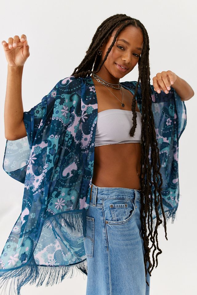 Fringe Animal Print Robe Urban Outfitters Canada