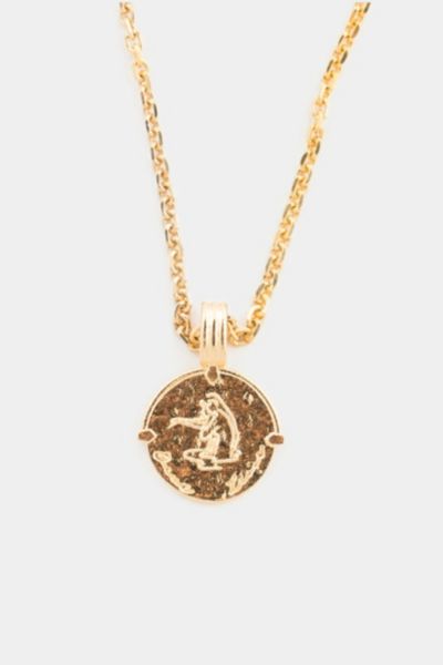 Deux Lions Jewelry Gold Zodiac Necklace In Pisces, Men's At Urban Outfitters