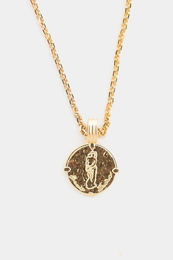 Deux Lions Jewelry Gold Zodiac Necklace In Aquarius, Men's At Urban Outfitters