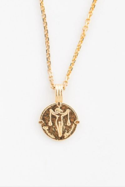 Deux Lions Jewelry Gold Zodiac Necklace In Libra, Men's At Urban Outfitters